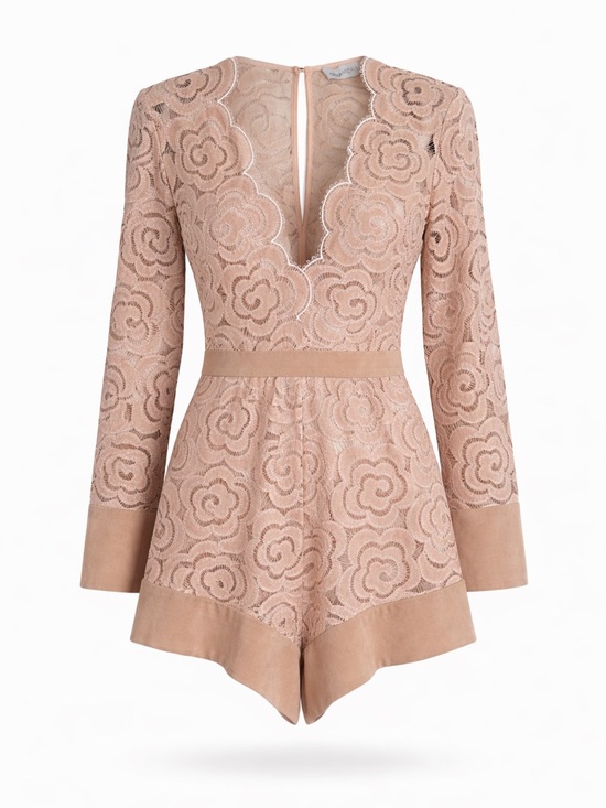 Alice McCall Pants - NWT Alice McCall One and Only Playsuit Blush Lace & Velvet Lined Sz US 0